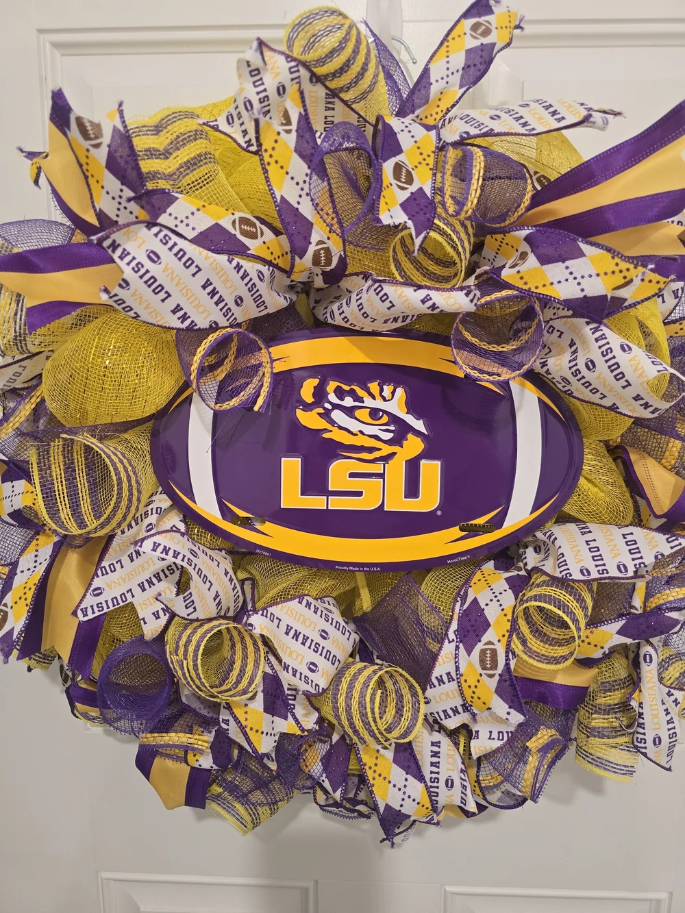 LSU Purple & Gold Wreath with Tiger Logo Football